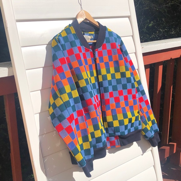 Tory Sport Colorful Checkered Bomber Jacket ON SALE - Picture 4 of 7